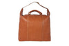 Reisetasche aus braunem Kalbsleder Frontansicht mit Riemen | Titus' Tote X